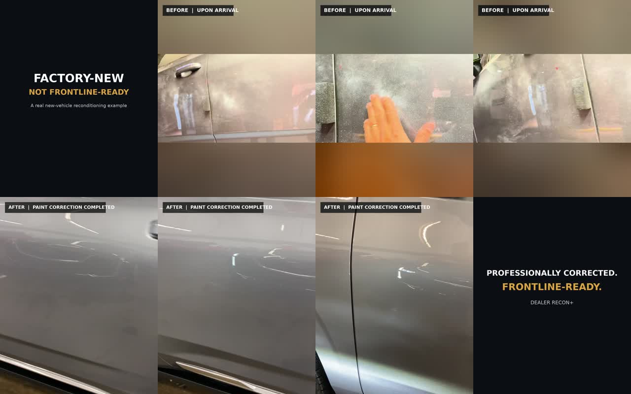 Before and after dealership paint correction example